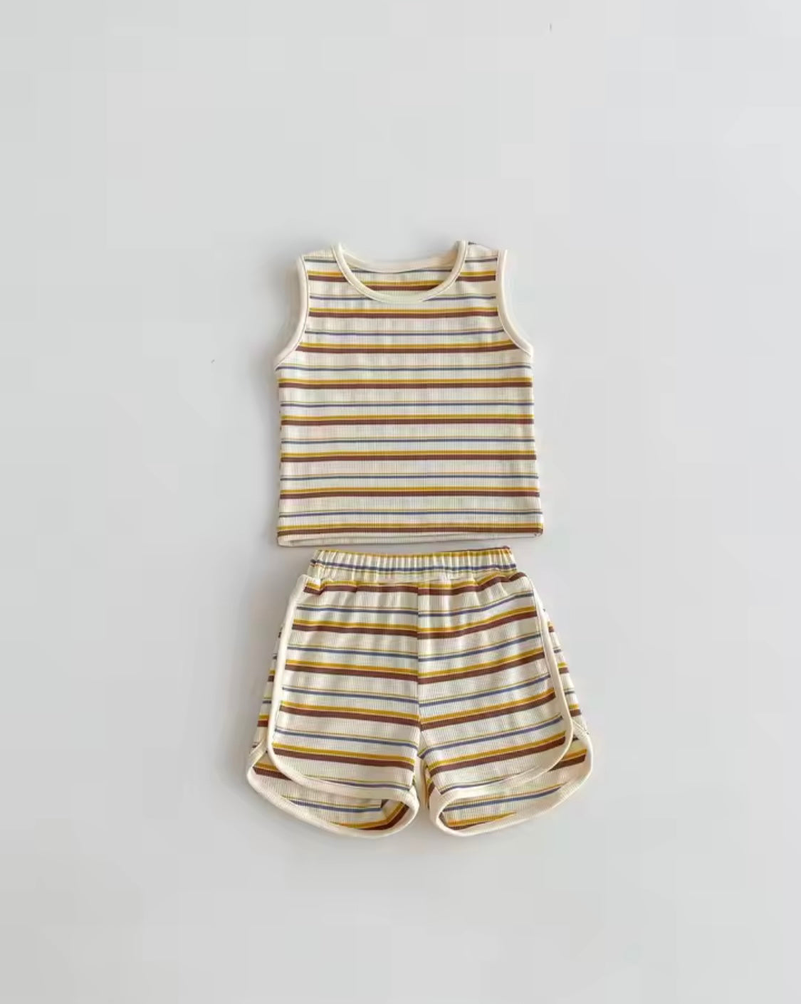 2-Piece Boys’ Striped Vest & Shorts Summer Outfit