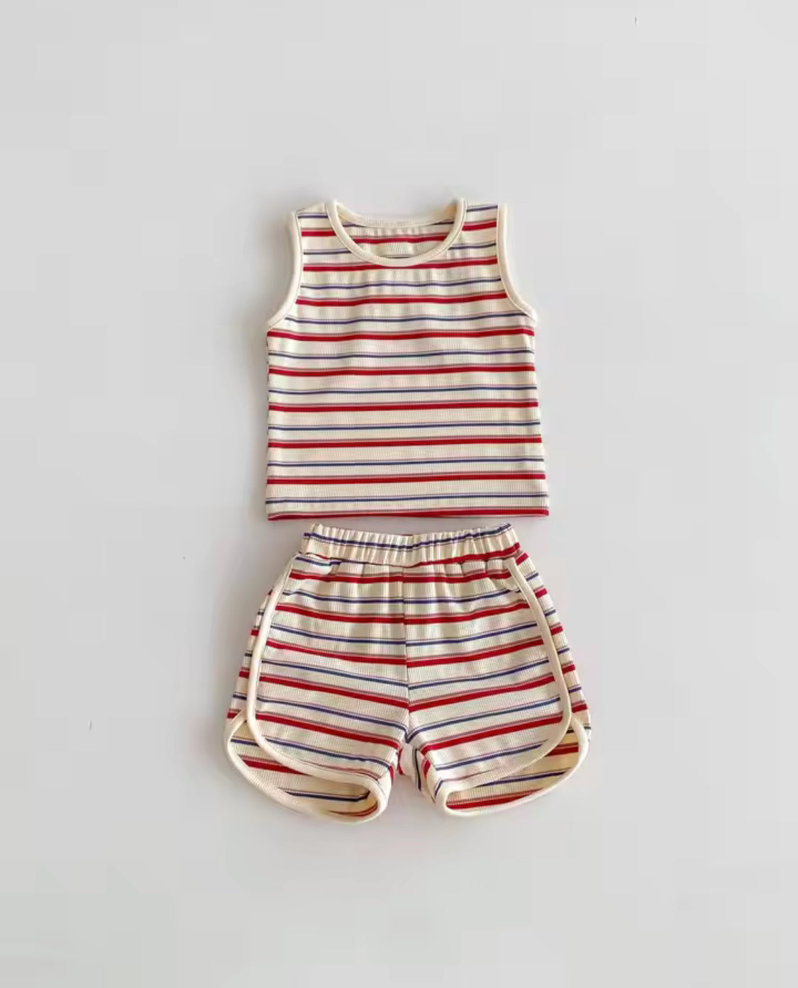2-Piece Boys’ Striped Vest & Shorts Summer Outfit