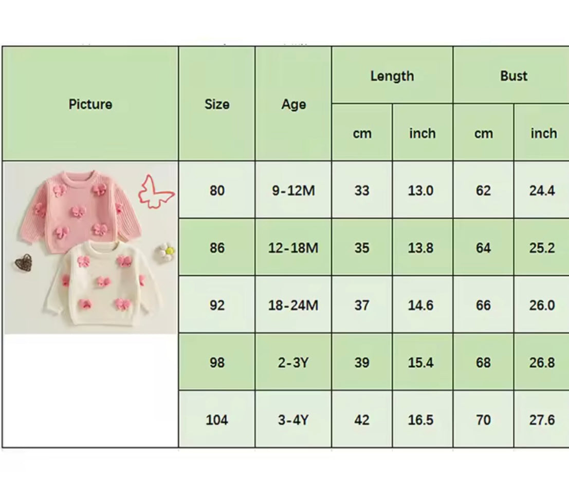 Toddler Girl Warm Knit Sweater with 3D Bow – Cozy Winter Crewneck