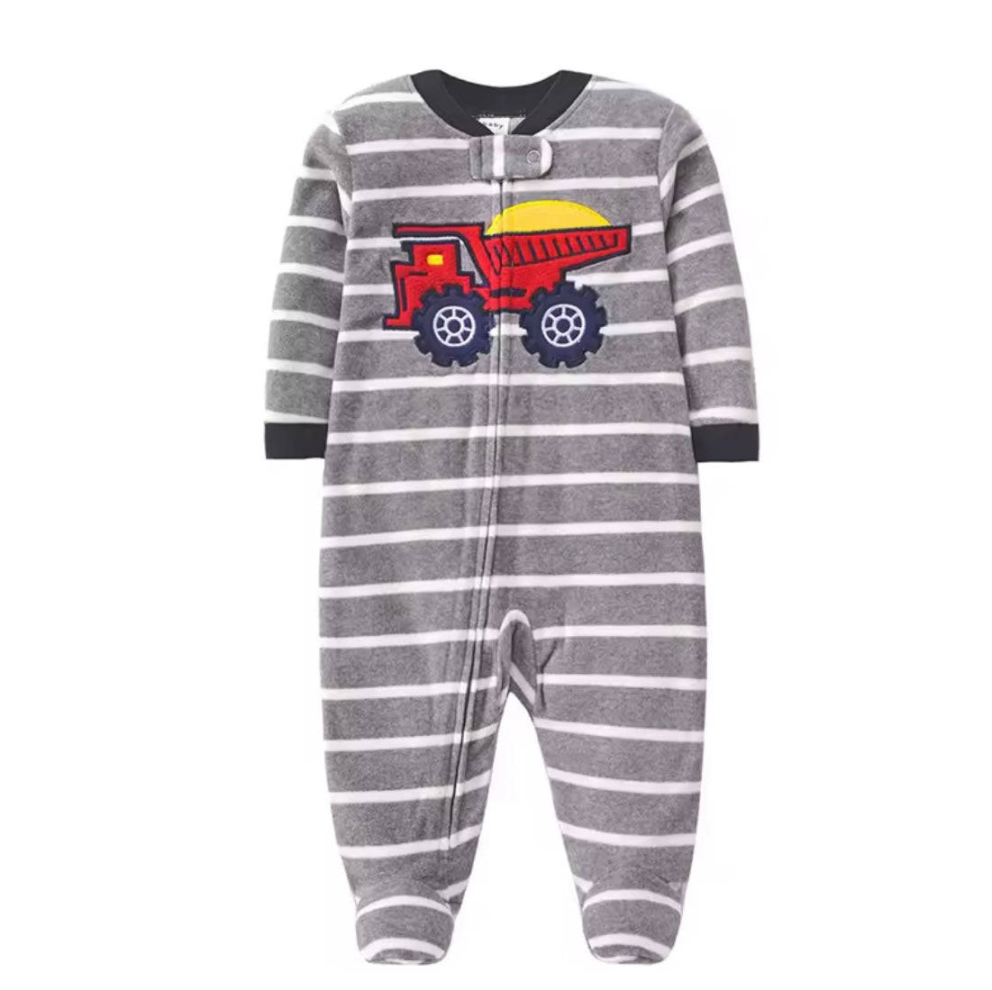 Footed Zip-Up Fleece Baby Romper – Warm Hooded Jumpsuit (0–12M)
