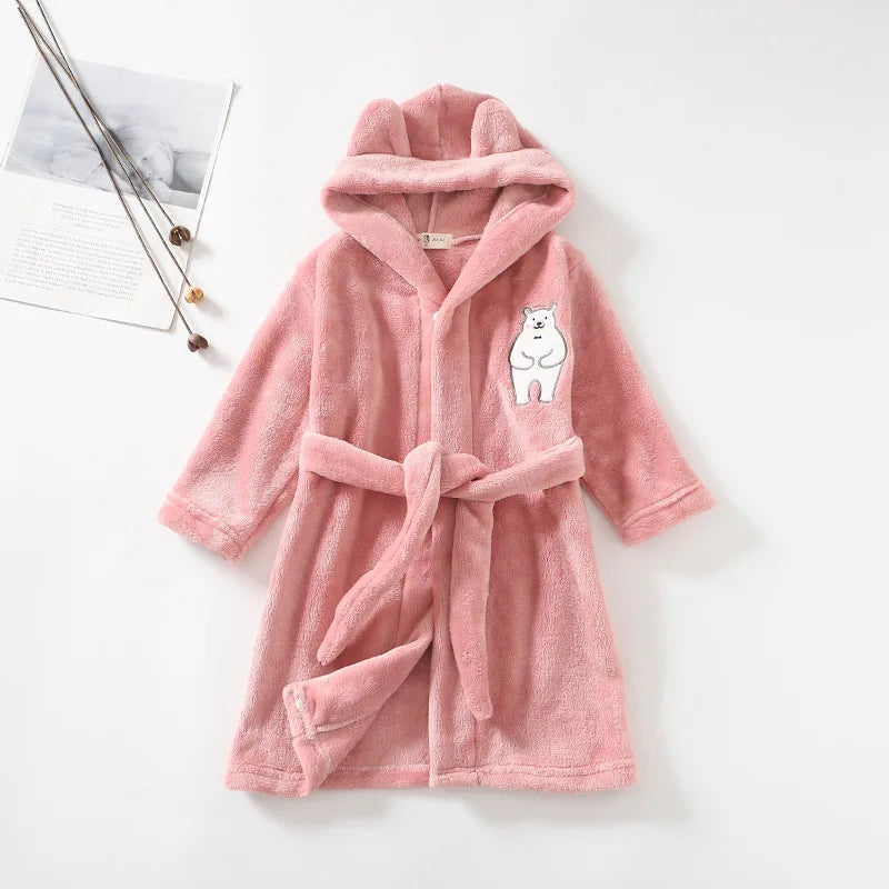 Kids Flannel Bathrobe – Soft & Cozy Night Robe (1–8 Years)