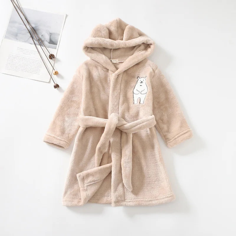 Kids Flannel Bathrobe – Soft & Cozy Night Robe (1–8 Years)