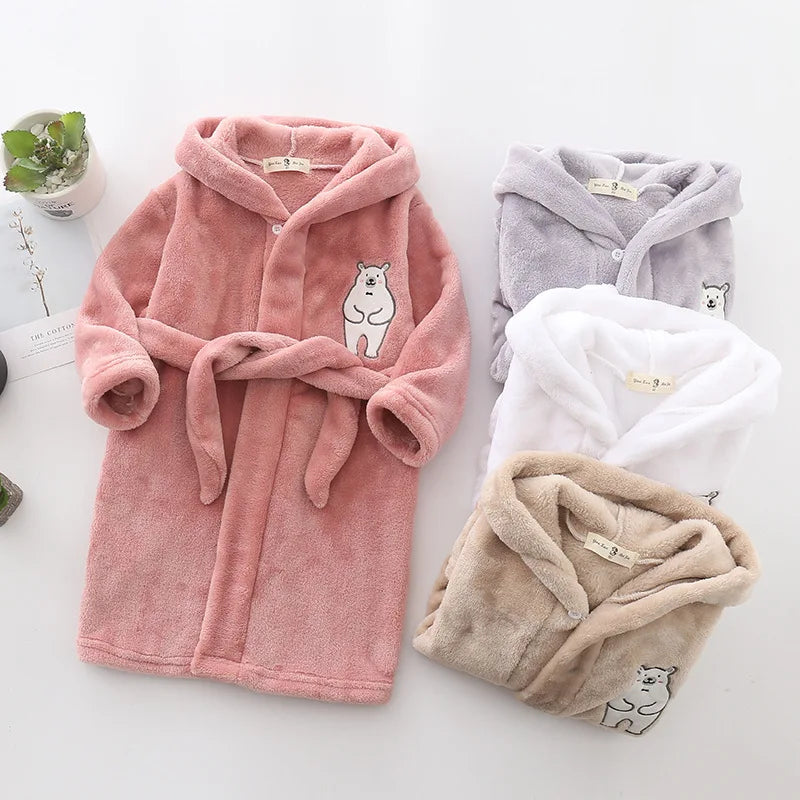 Kids Flannel Bathrobe – Soft & Cozy Night Robe (1–8 Years)