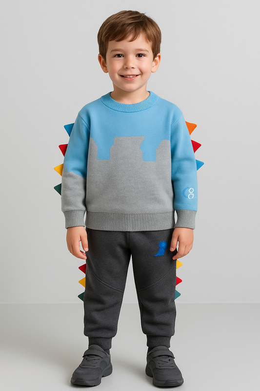 Knitted Jacquard Embroidery Pullover Dinosaur Kids Sweater