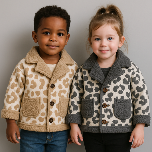 Boys’ & Girls’ Winter Camouflage Fur Coat – Thick Cotton Jacket