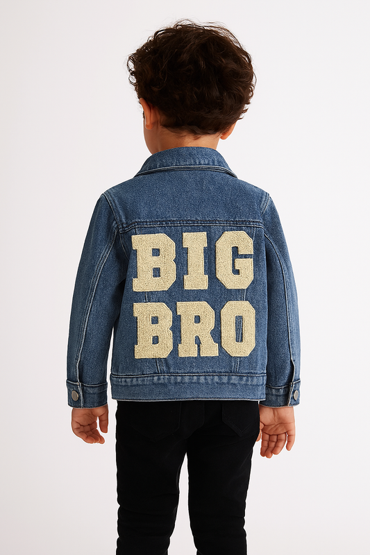 Toddler Baby Boy Denim Jacket – “Big Bro” Letter Design