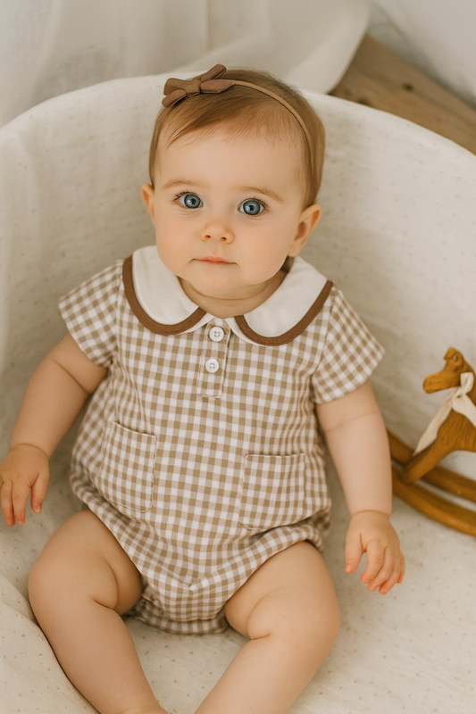 Plaid Bear Baby Bodysuit – Summer New Arrival