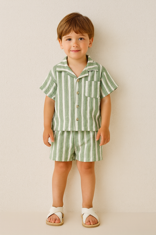 Baby Striped Shirt & Shorts Set – Summer Outfit (Unisex 6M–3Y)