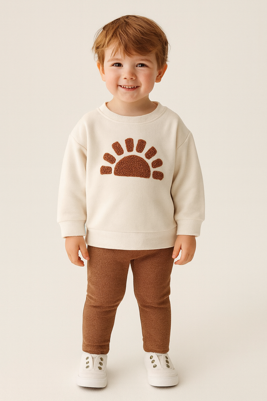 Toddler 2Pcs Autumn Outfit – Sun & Moon Plush Set