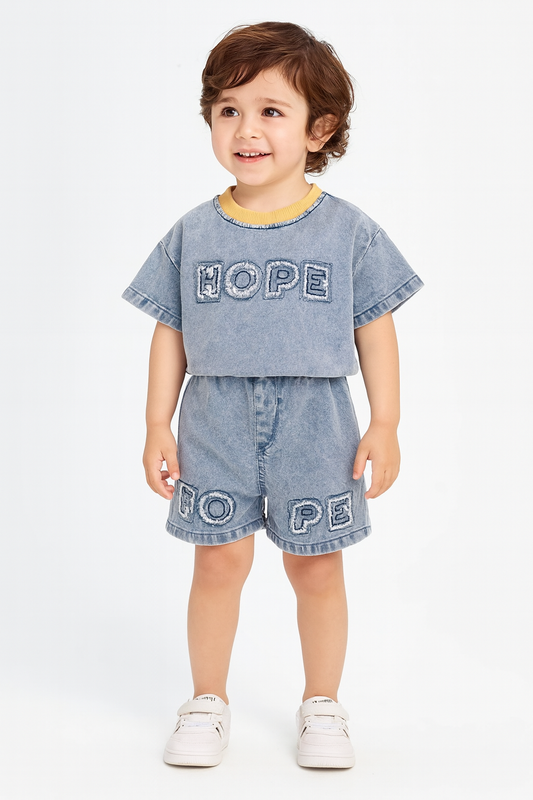 Unisex Summer Letter Print Set (Top + Shorts)