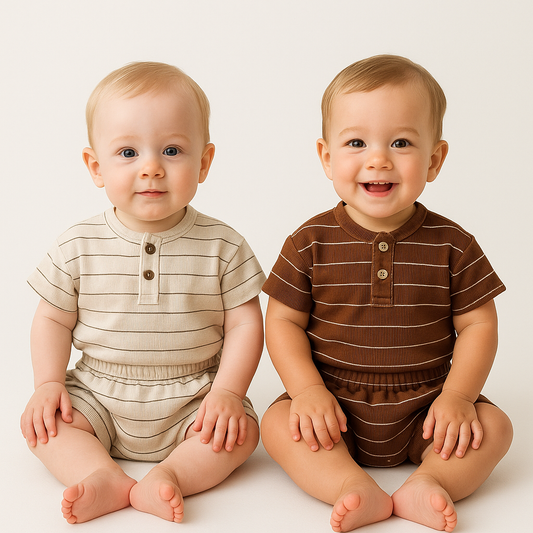 Summer Baby Clothing Set – Striped Tee & Bloomer (2 Pcs)