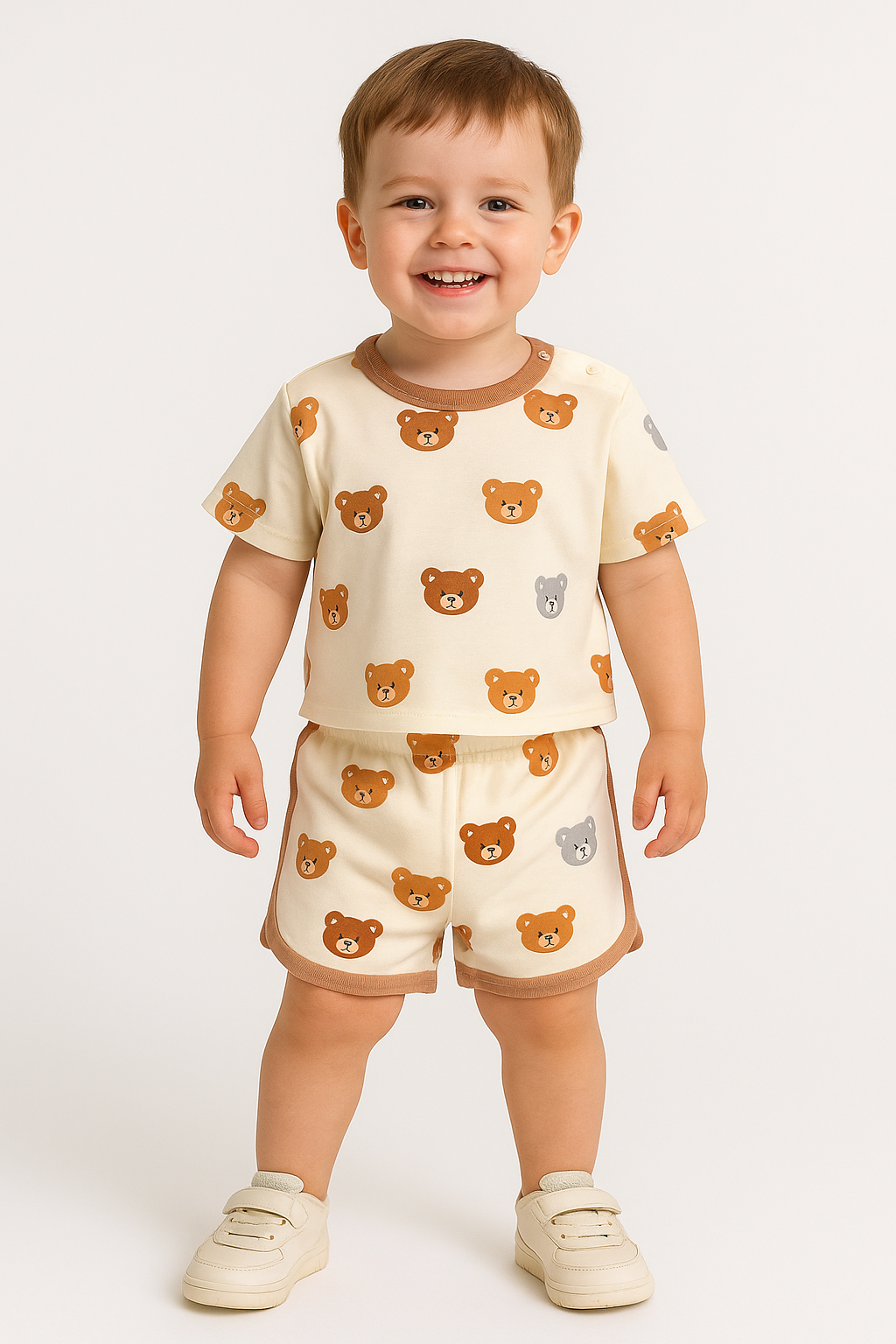 Summer Cotton Cartoon T-Shirt & Shorts Set (0–4 Years)