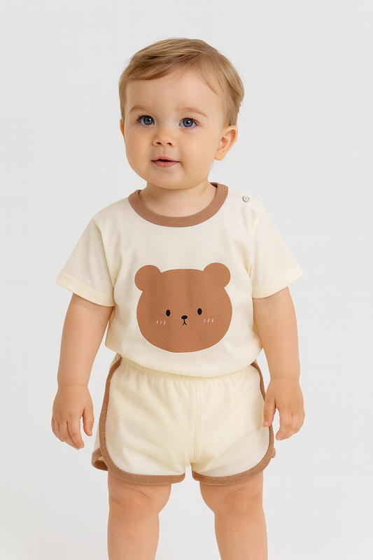 Summer Cotton Cartoon T-Shirt & Shorts Set (0–4 Years)