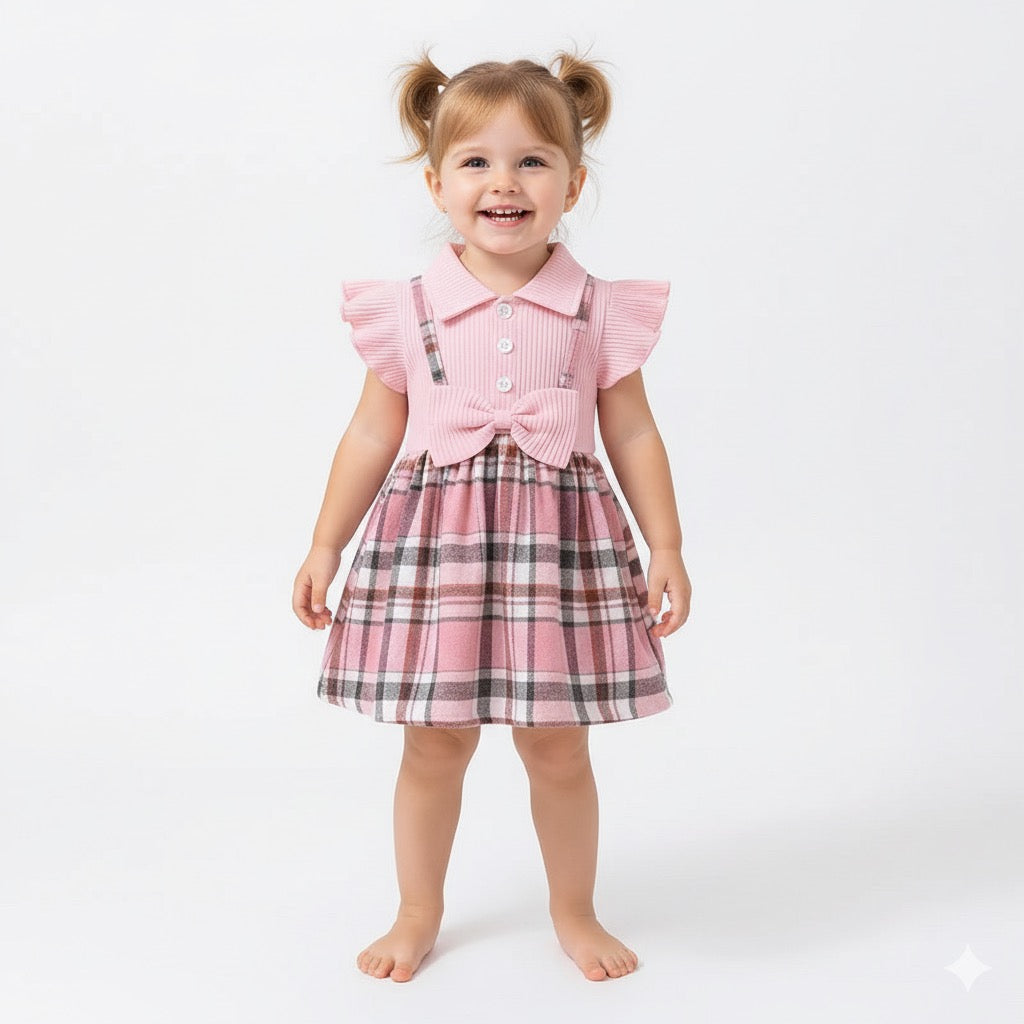 Baby Girl Summer Princess Dress – Pink Stripes & Bow Detail