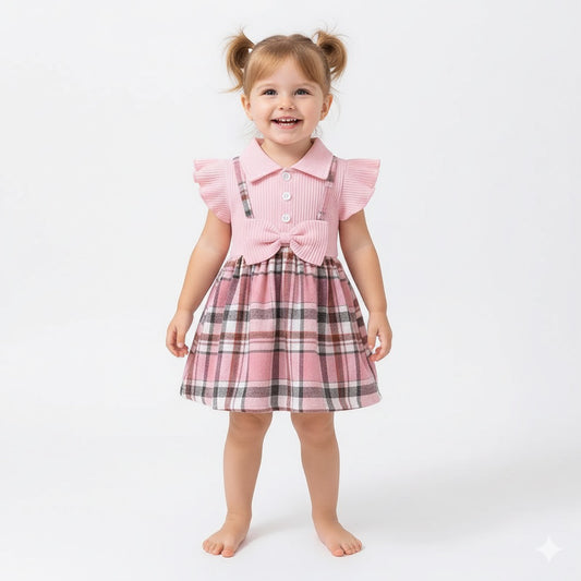 Baby Girl Summer Princess Dress – Pink Stripes & Bow Detail