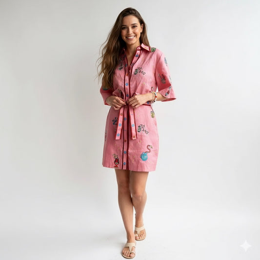 Casual Fashion Linen Shirt Cardigan Dress
