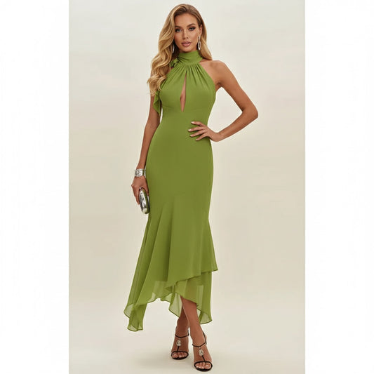 Summer Backless Lace-Up Halter Dress – Elegant Bohemian Party Style