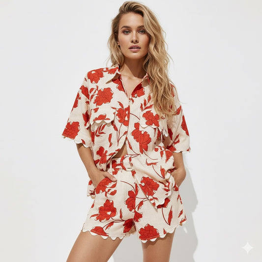 Women’s Casual Floral Print Two-Piece Set