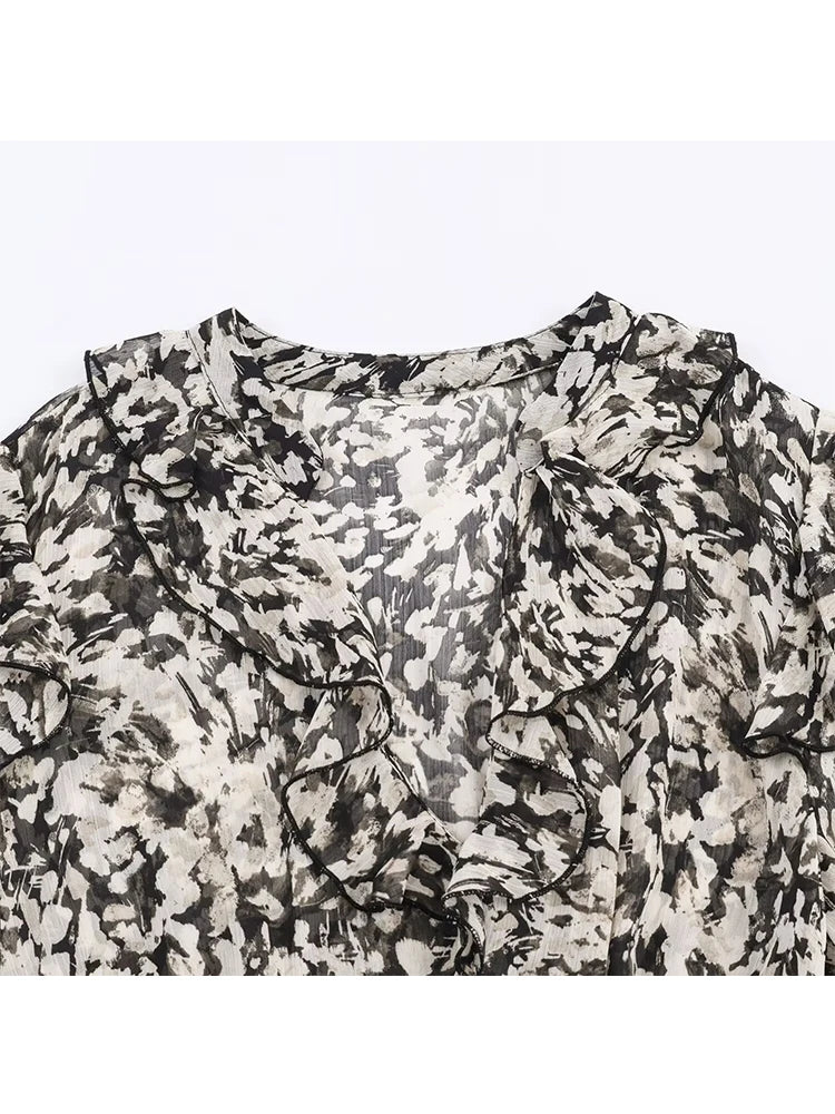 Women’s Elegant Printed Dress – Belted