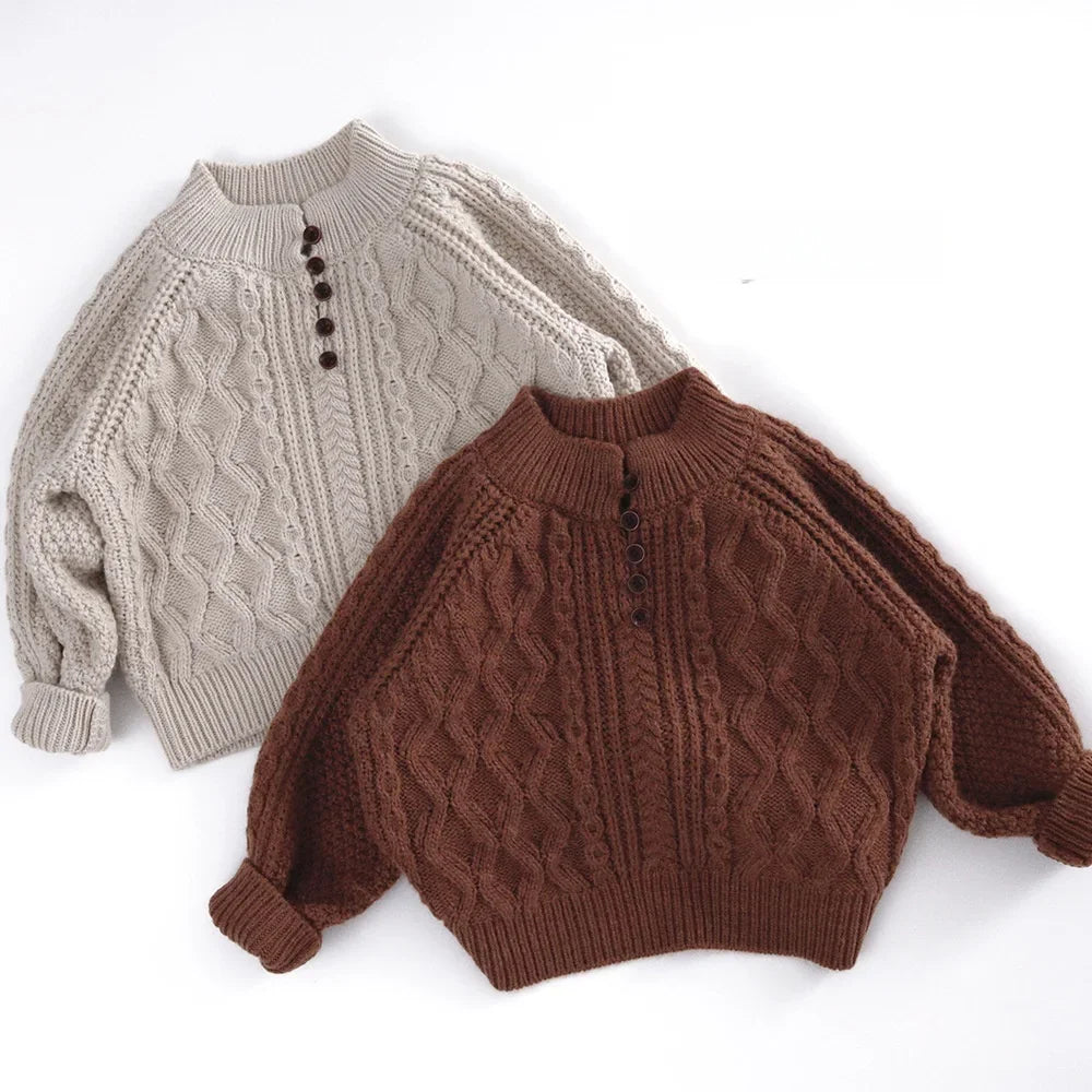 Cozy Cable Knit Sweater – Button Detail