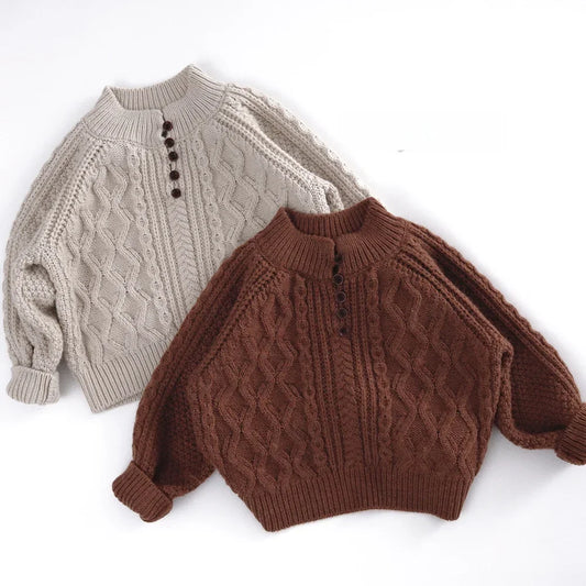 Cozy Cable Knit Sweater – Button Detail