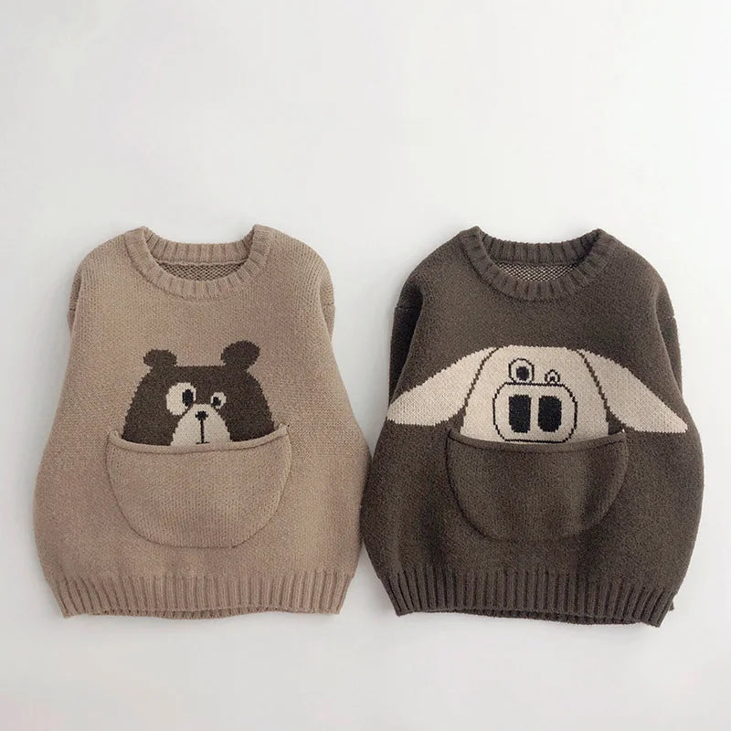 Kids Cartoon Knit Sweater – Cozy Winter Wear