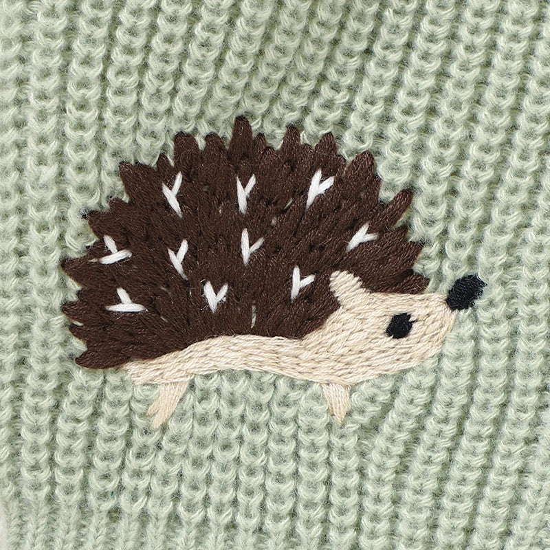 Baby & Toddler Knitted Cardigan – Hedgehog & Rainbow Design