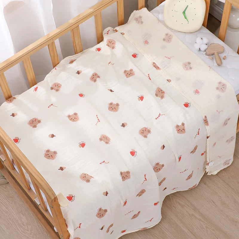 Baby Muslin Swaddle Blanket – Cotton Bath Towel, Stroller Cover & Sleep Wrap