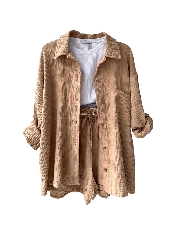 Summer Women’s Muslin Suit – Two-Piece Short Set