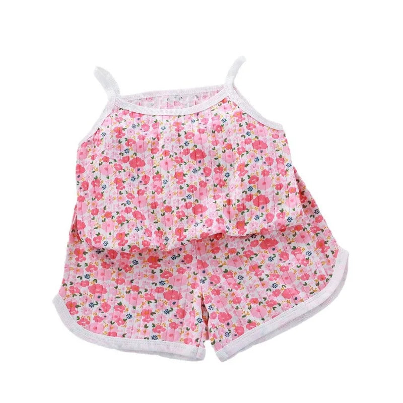 Girls Summer 2-Piece Clothing Set – Sleeveless Top & Shorts