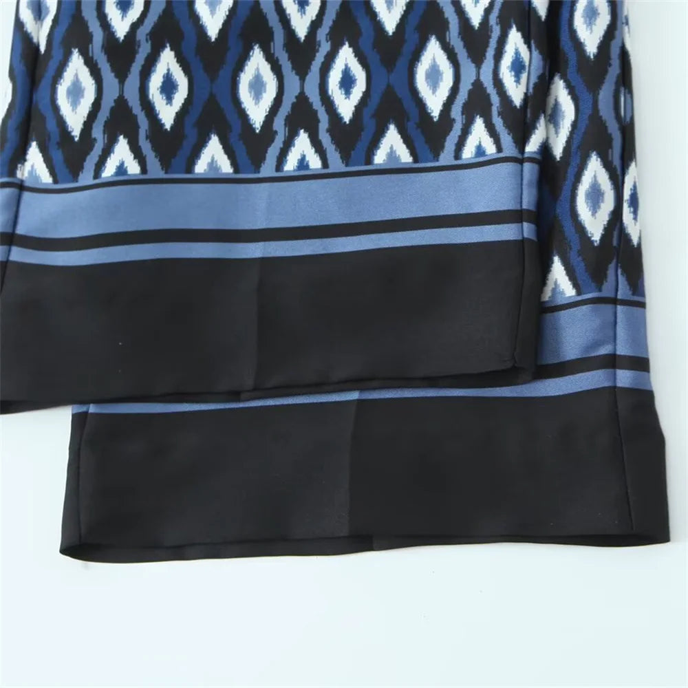 Women’s Geometric Print Shirt & Pants Set