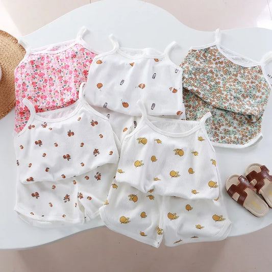 Girls Summer 2-Piece Clothing Set – Sleeveless Top & Shorts