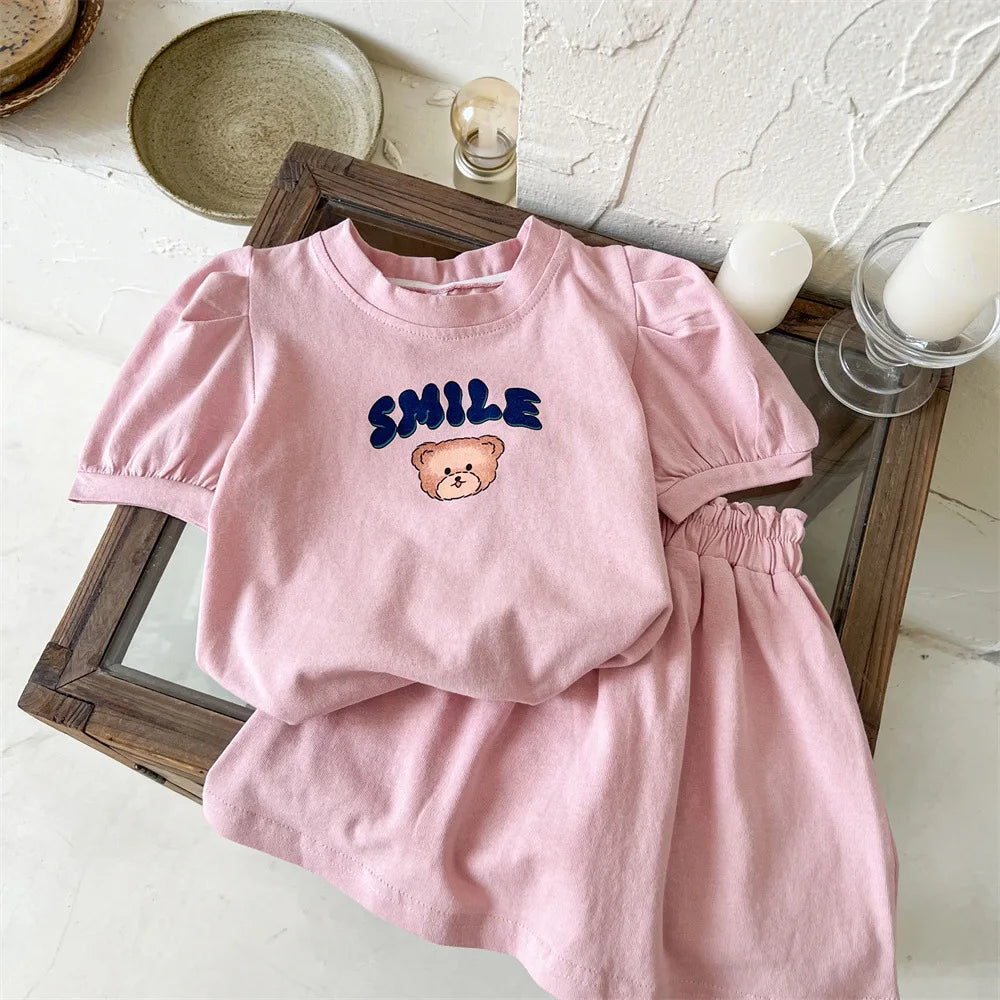 Girls’ Printed T-Shirt & Half Skirt Set