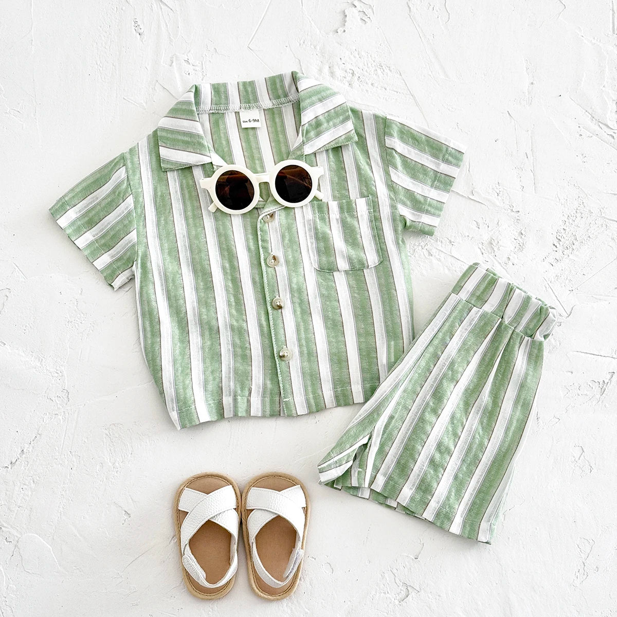 Baby Striped Shirt & Shorts Set – Summer Outfit (Unisex 6M–3Y)