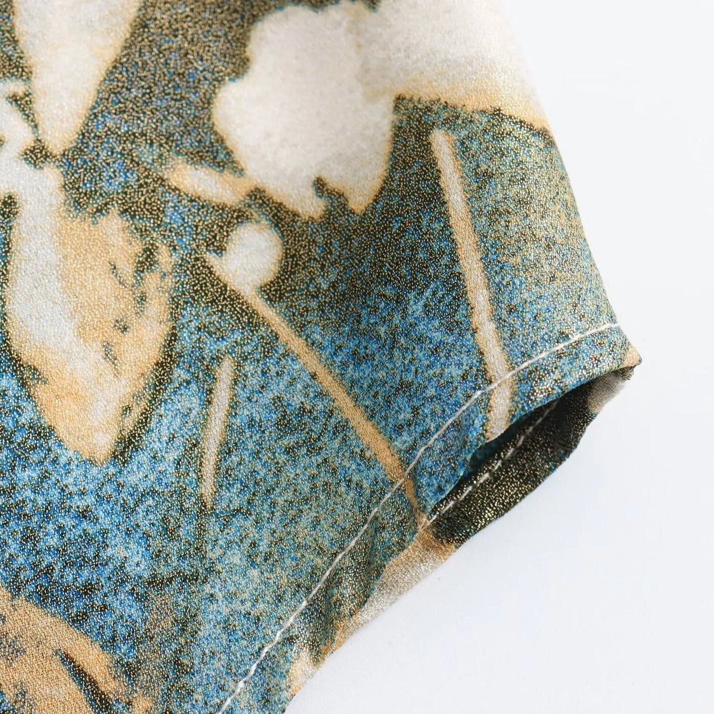 Women’s Metallic Print Shirt & Pleated Skirt Suit