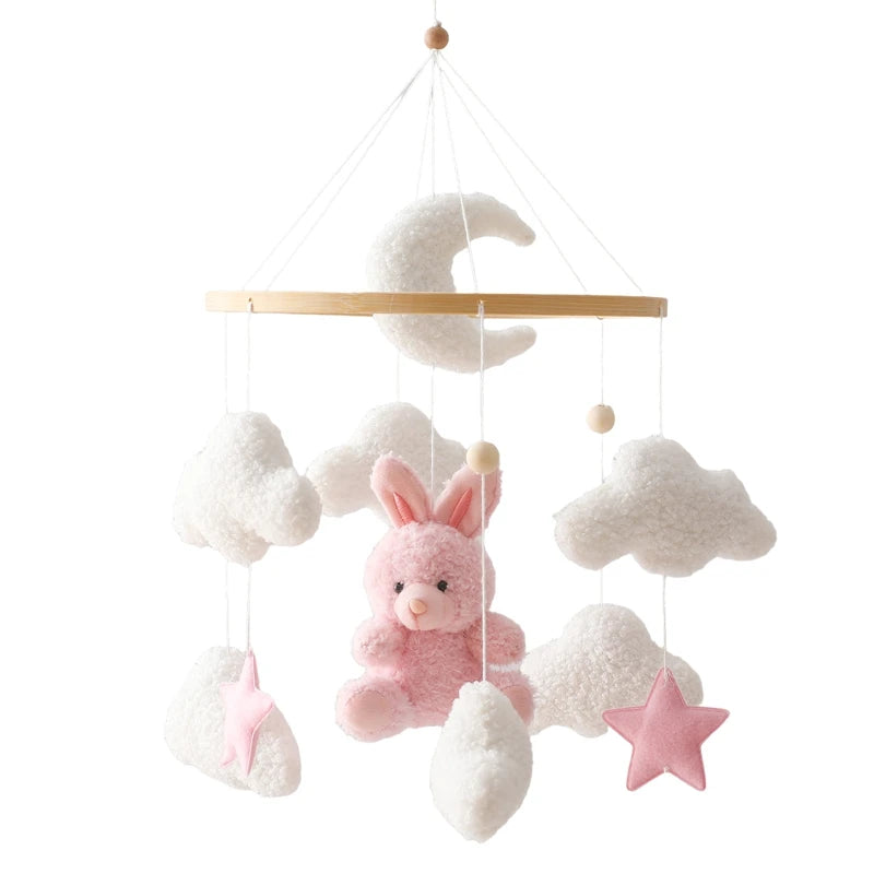 Baby Wooden Bed Bell Mobile – Lambhair Bear & Bunny Dolls