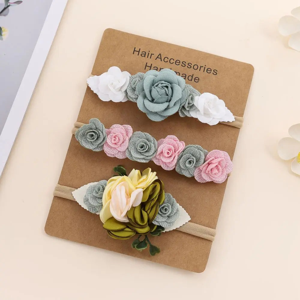 3pcs Baby Girl Headband Set – Elastic Floral Hairbands