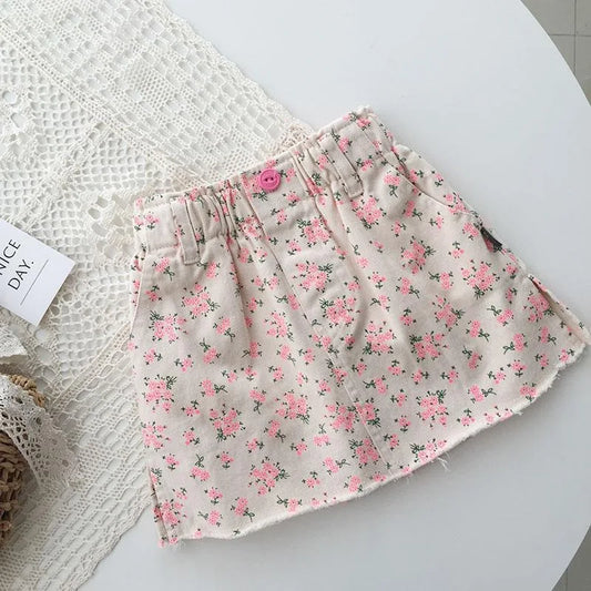 Pink Floral A-Line Skirt