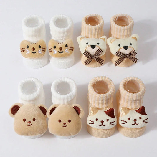 Baby Cartoon Cotton Socks (0–6 Months)