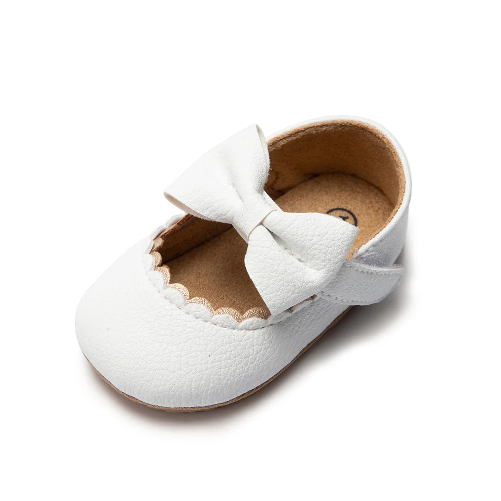Retro Baby Bow Princess Shoes – Anti-Slip First Walkers