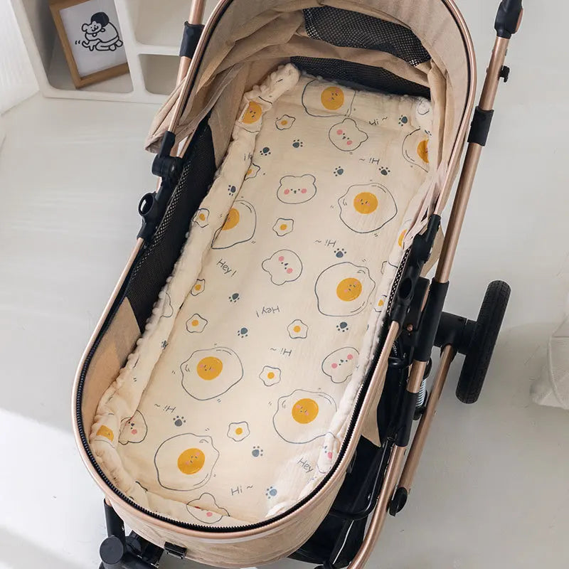 Muslin Baby Stroller Cushion – Soft Cotton-Padded Comfort for Little Ones