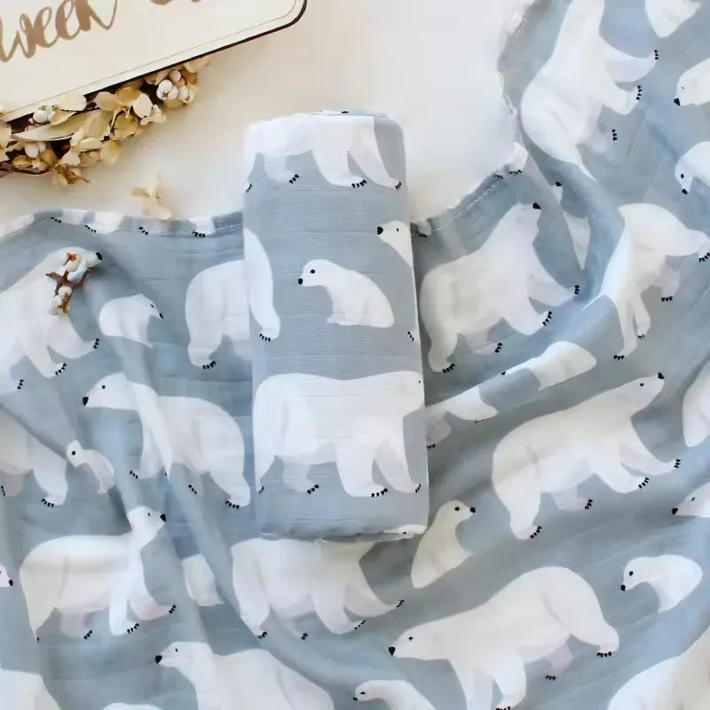 Forest Animals Bamboo Cotton Swaddle Blanket – 120 × 120 cm