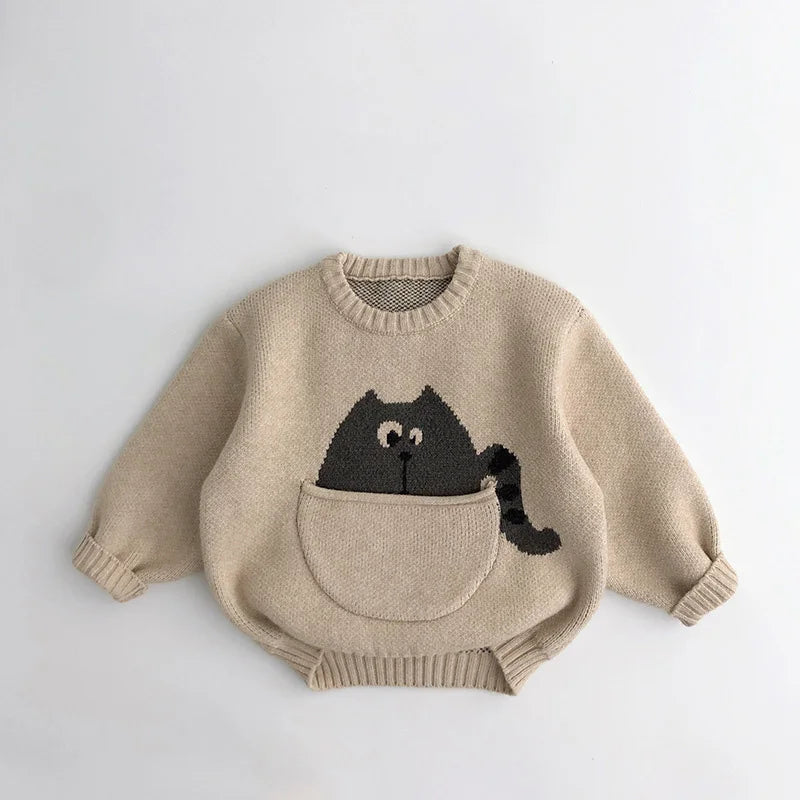 Kids Cartoon Knit Sweater – Cozy Winter Wear