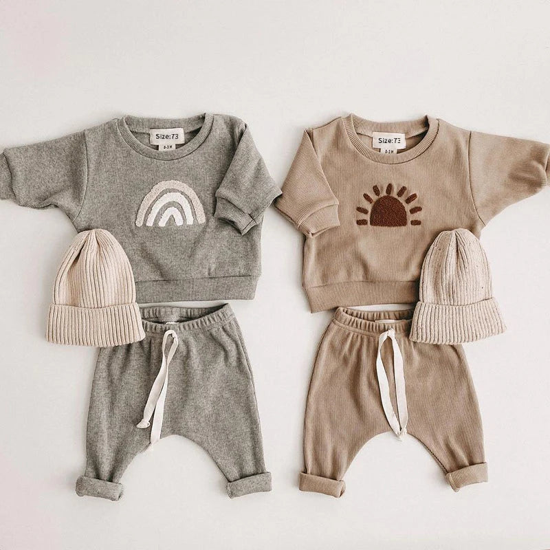 Kids Clothes Set – Casual Tops & Loose Trousers (Unisex, 2pcs)