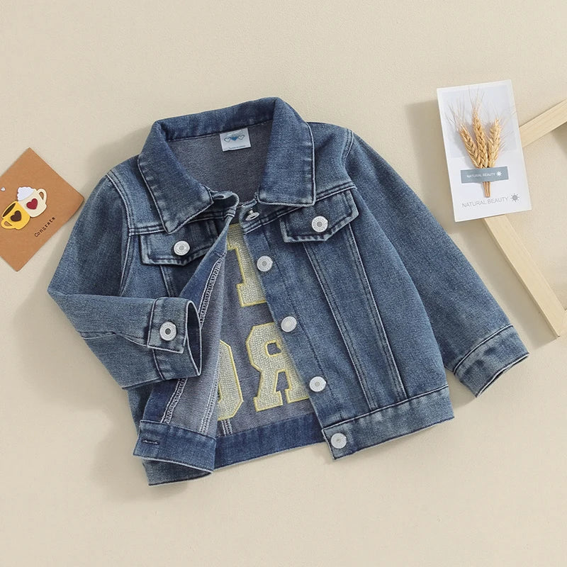 Toddler Baby Boy Denim Jacket – “Big Bro” Letter Design