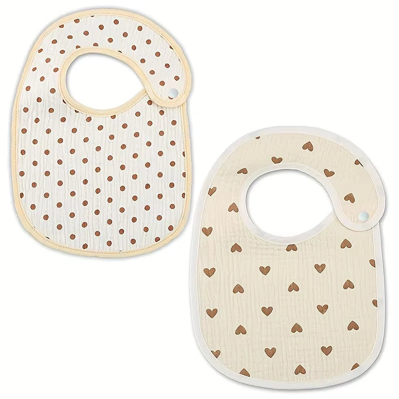 2pcs Baby Cotton Gauze Bibs – Waterproof & Breathable