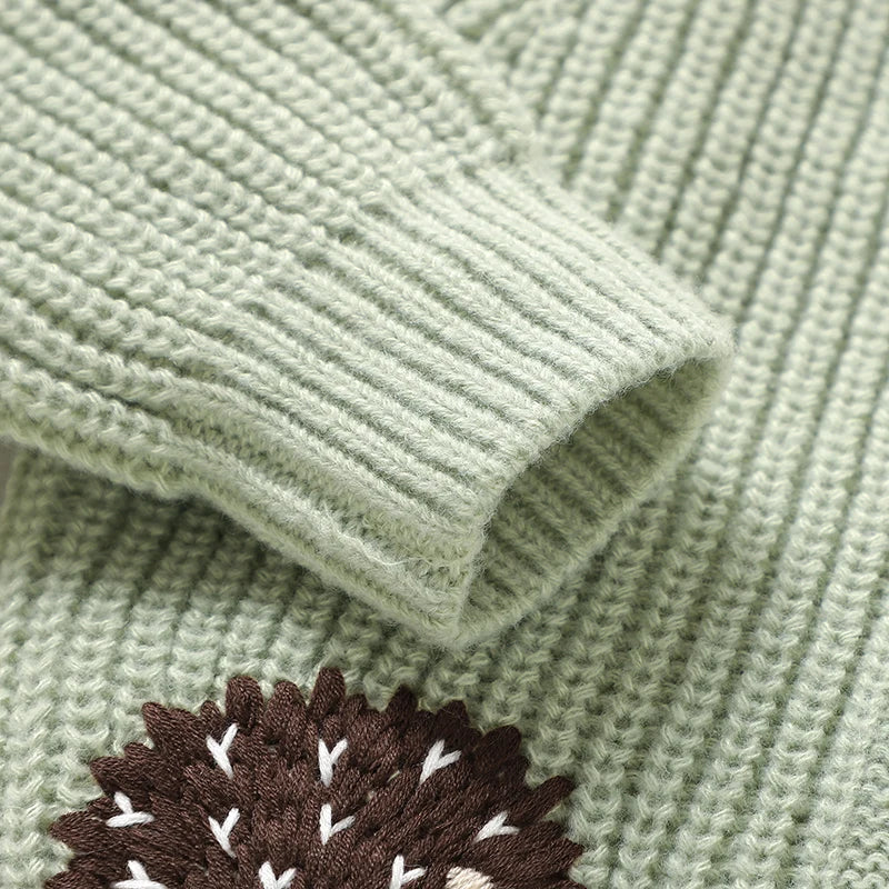 Baby & Toddler Knitted Cardigan – Hedgehog & Rainbow Design