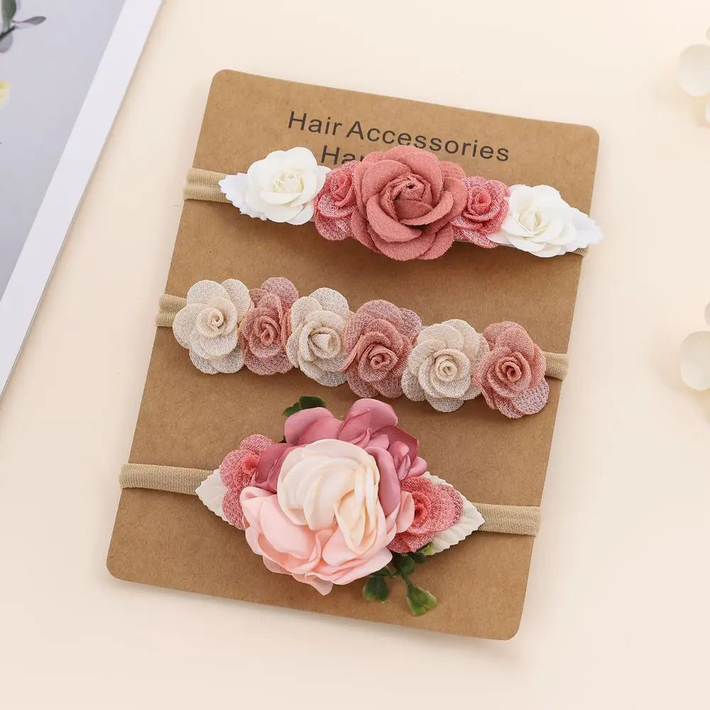 3pcs Baby Girl Headband Set – Elastic Floral Hairbands