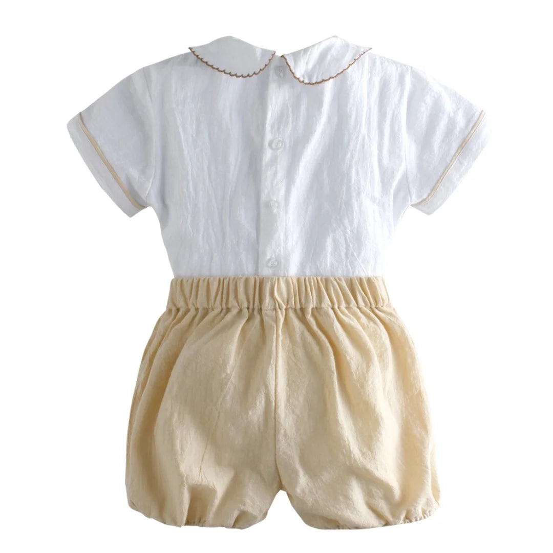 Toddler Boy Summer Outfit – Cotton Shirt & Shorts Set (2PCS)