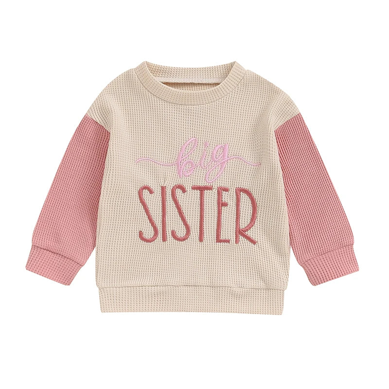 Big Sister / Big Brother Waffle Knit Sweatshirt – Oversized Toddler Sweater